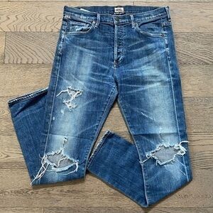 Citizens Of Humanity Destroyed Button Fly Corey Slouchy Slim Jeans